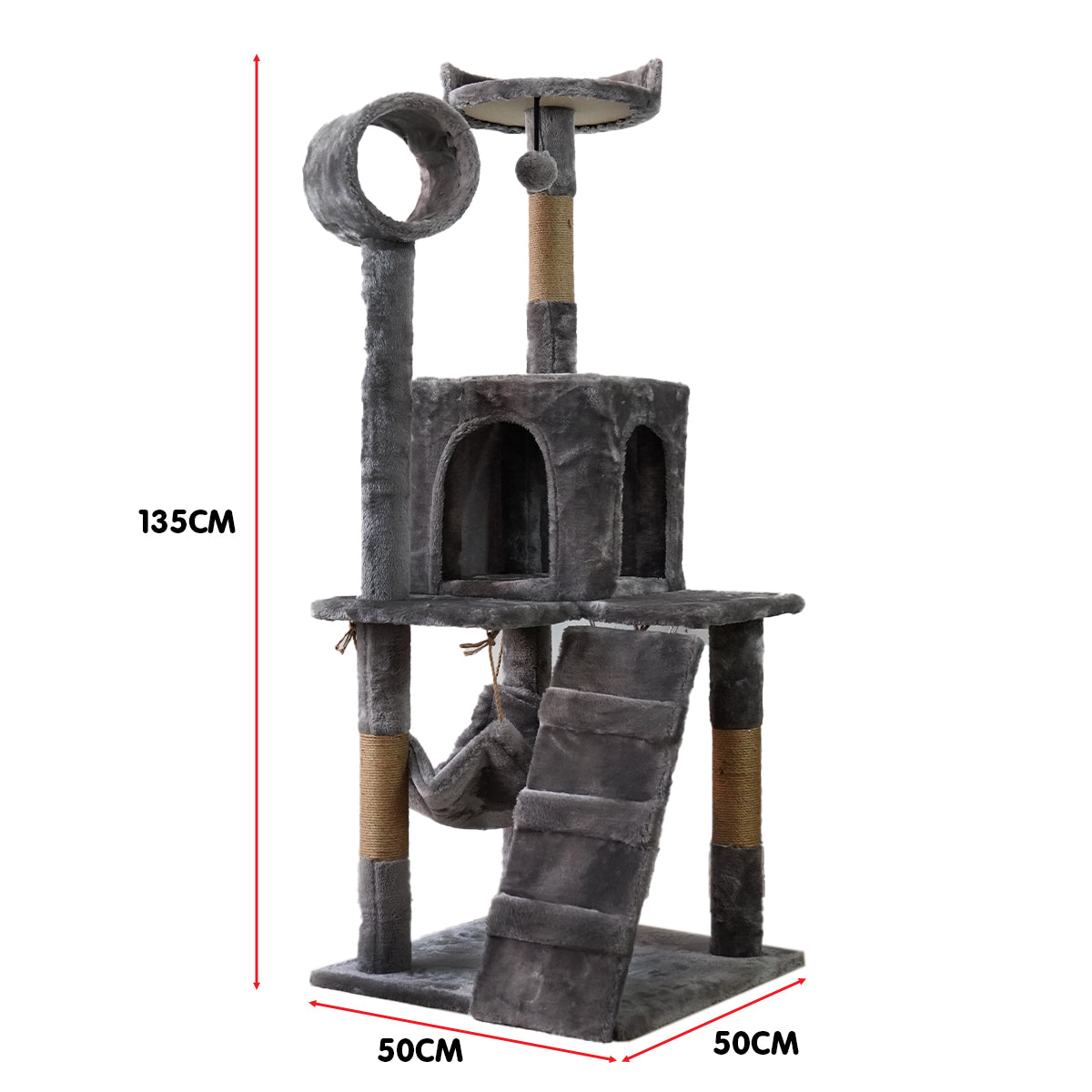 Furtastic 135cm Dark Grey Cat Tree Scratching Post