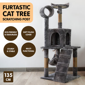 Furtastic 135cm Dark Grey Cat Tree Scratching Post