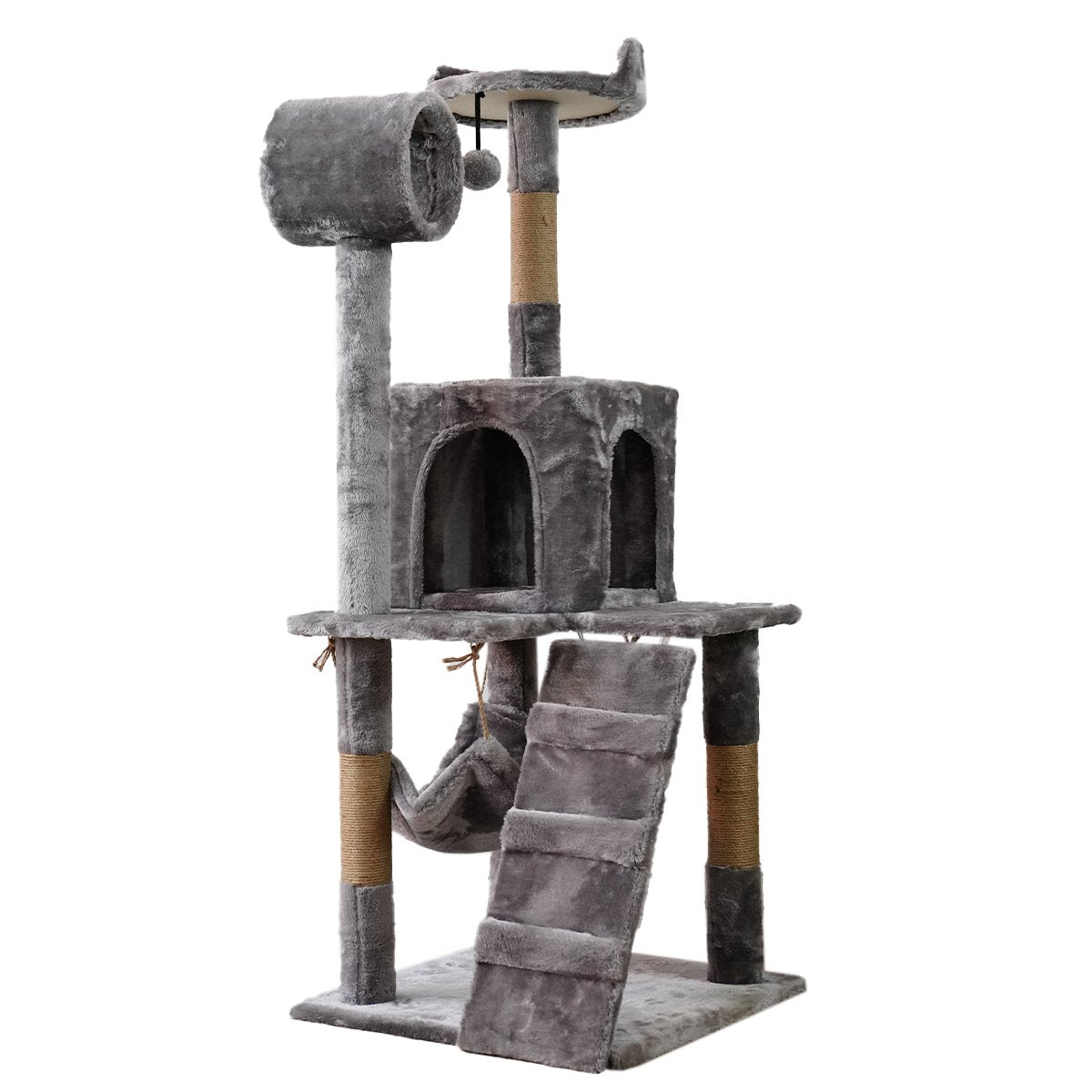 Furtastic 135cm Cat Tree Scratching Post | Sleek Silver Grey