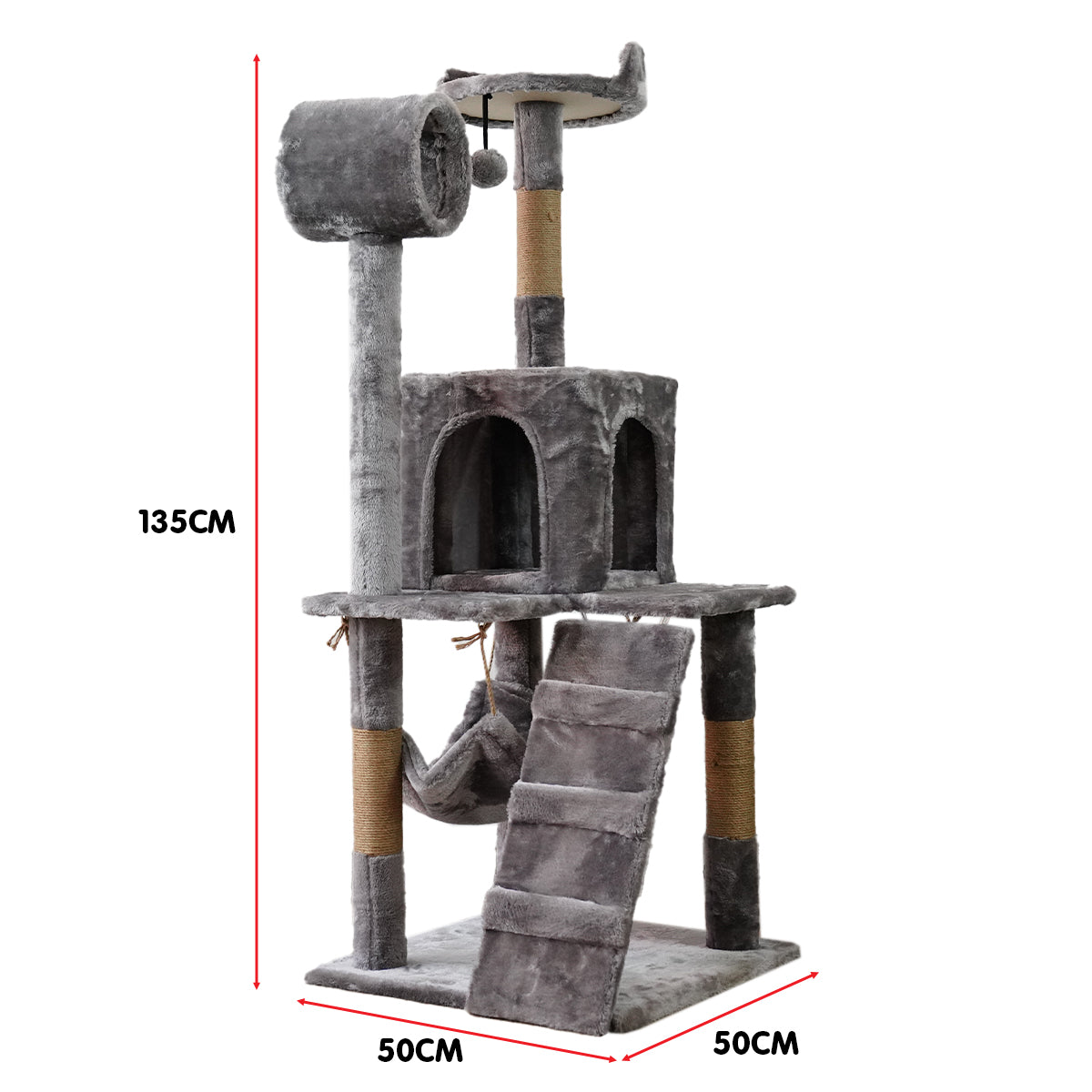 Furtastic 135cm Cat Tree Scratching Post | Sleek Silver Grey