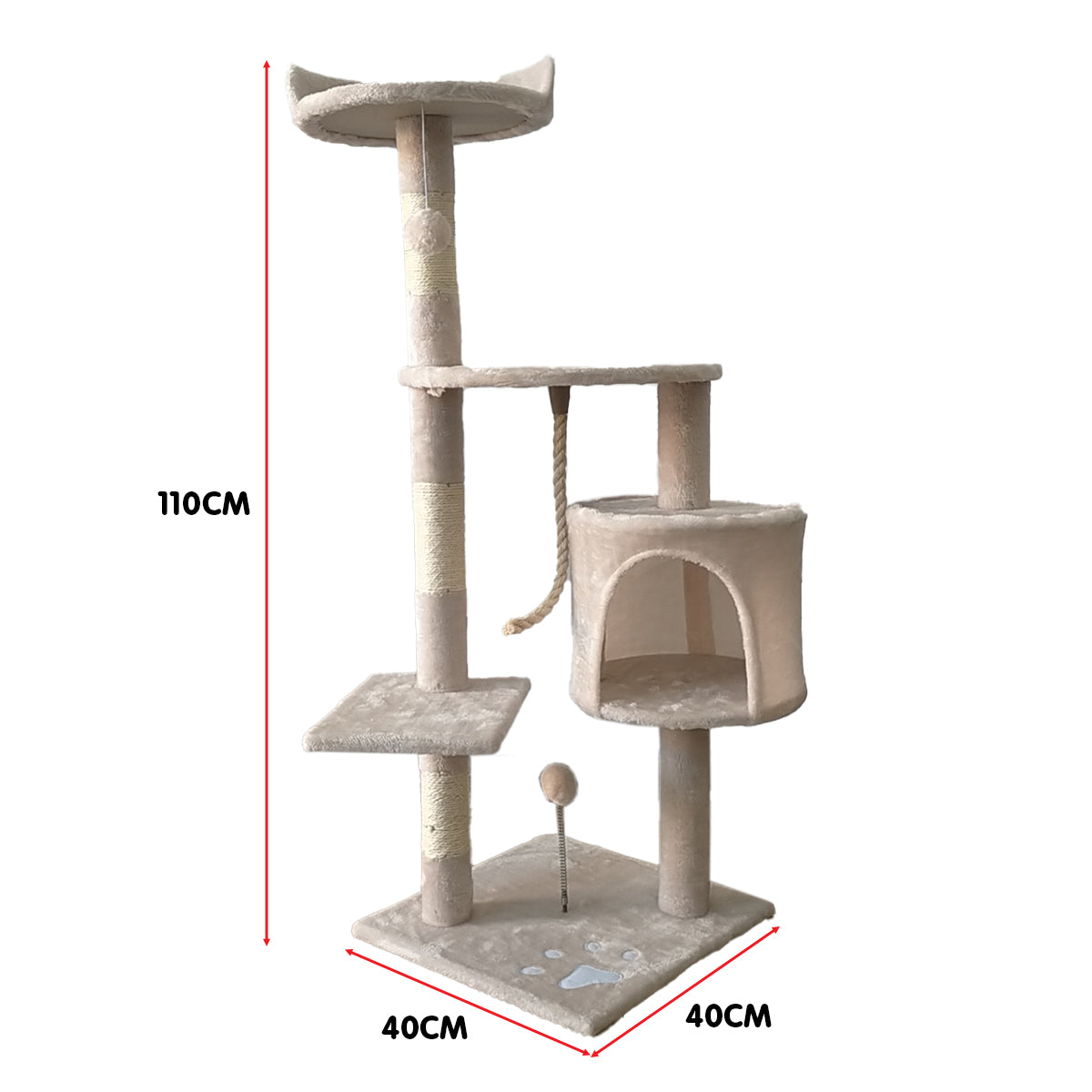 Furtastic 110cm Beige Cat Tree Scratching Post