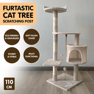 Furtastic 110cm Beige Cat Tree Scratching Post