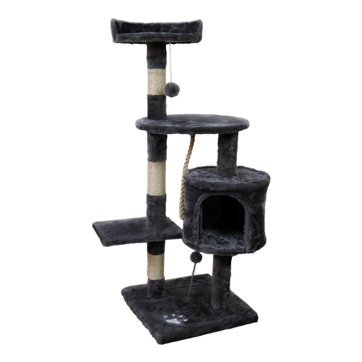 110cm Furtastic Cat Tree Scratching Post - Dark Grey | Stylish Kitty Playground