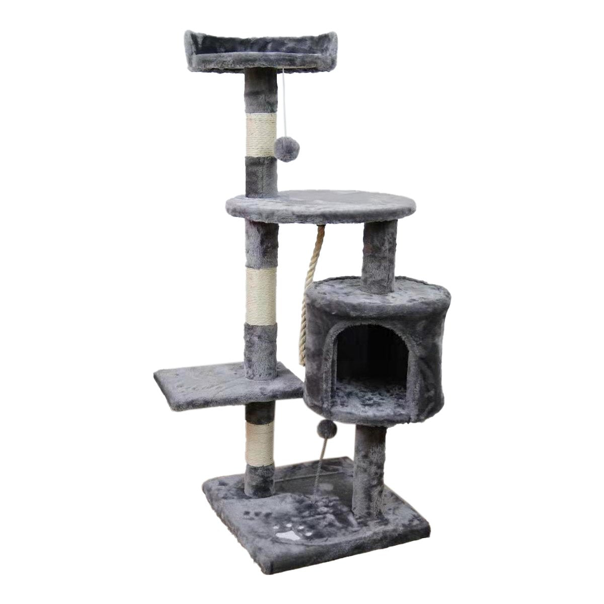 110cm Furtastic Cat Tree Scratching Post - Silver Grey | Modern Cat Playground