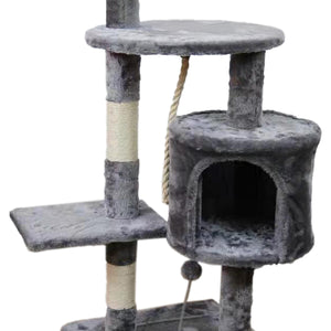 110cm Furtastic Cat Tree Scratching Post - Silver Grey | Modern Cat Playground