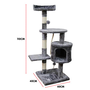 110cm Furtastic Cat Tree Scratching Post - Silver Grey | Modern Cat Playground