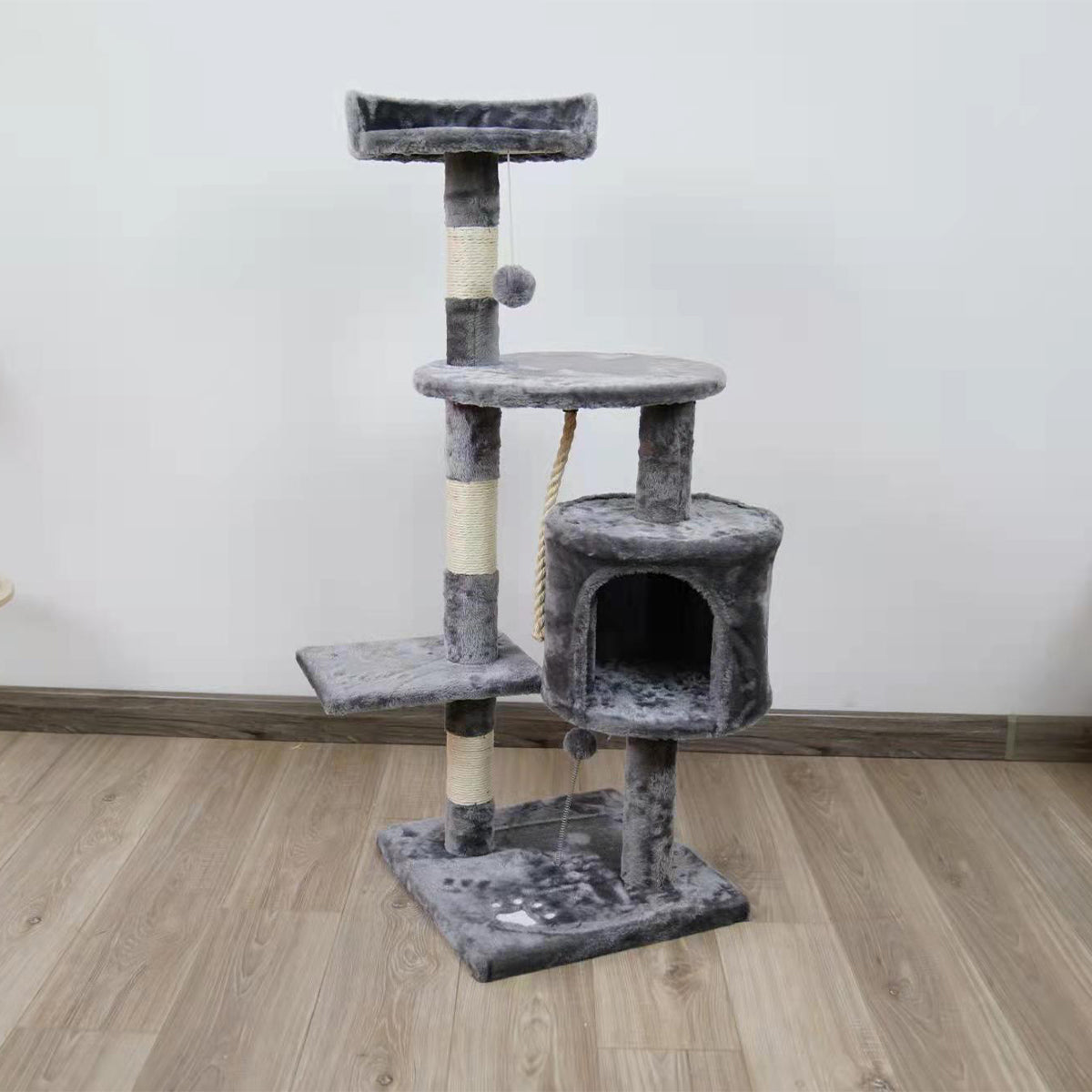 110cm Furtastic Cat Tree Scratching Post - Silver Grey | Modern Cat Playground