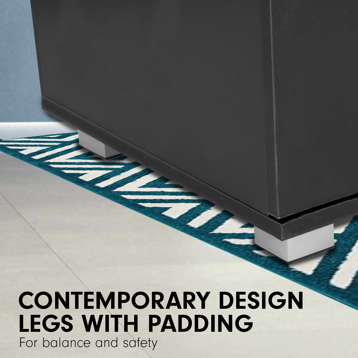 Sarantino Bedside Table Cabinet Storage Chest with 2 Drawers (Black)