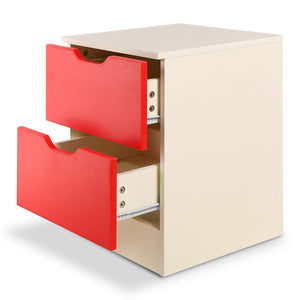 Sarantino Bedside Table Cabinet Storage Chest with 2 Drawers (Red White)