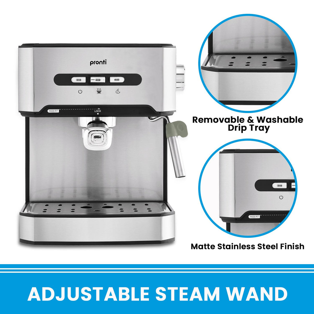 Automatic Coffee Espresso Machine 1.6L with Steam Frother
