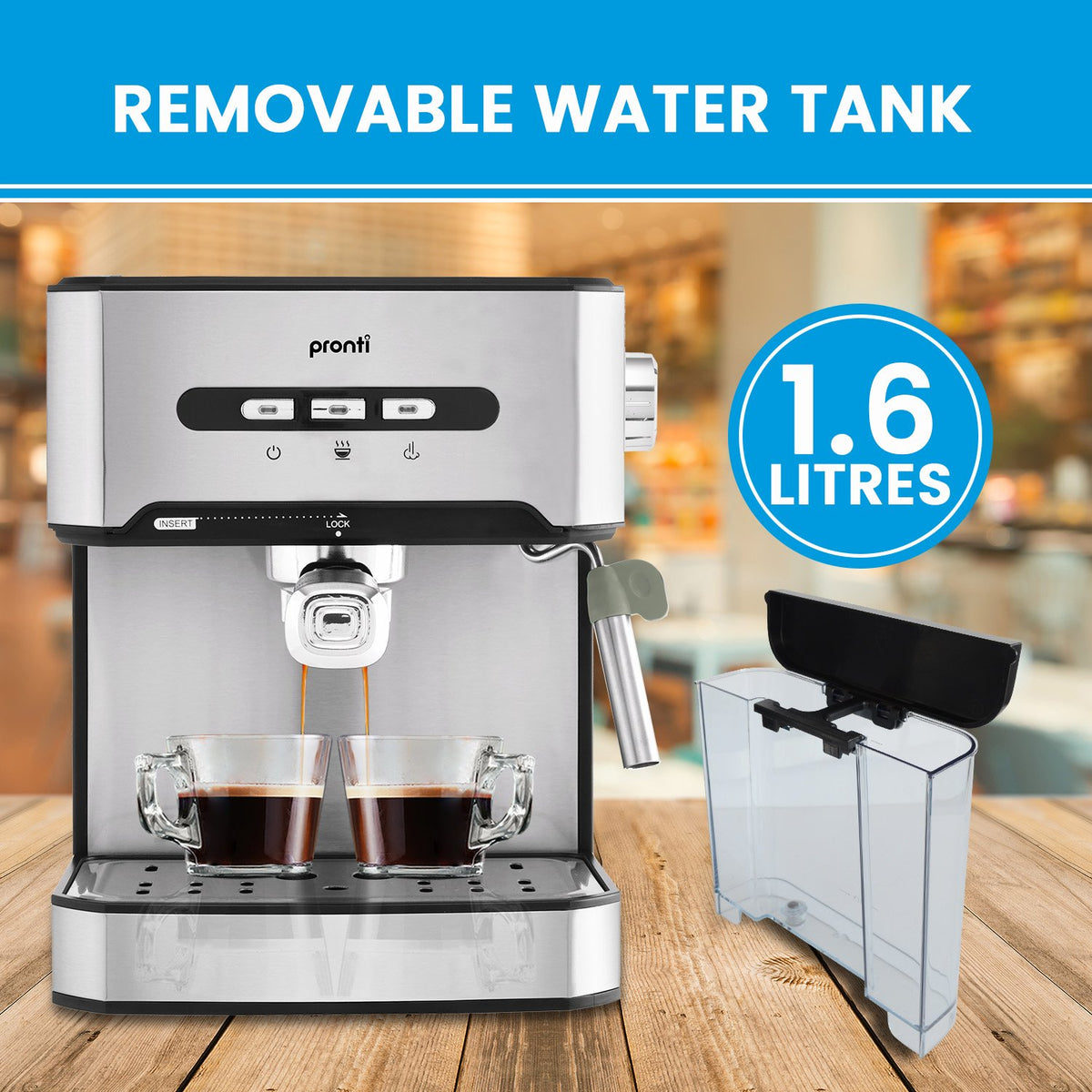 Automatic Coffee Espresso Machine 1.6L with Steam Frother