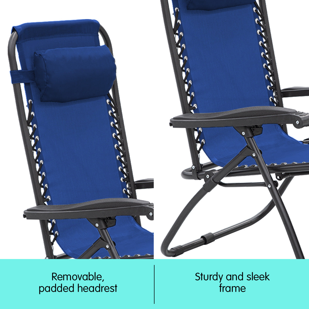 Wallaroo Zero Gravity Reclining Deck Lounge Sun Beach Chair for Outdoor Folding Camping (Grey)