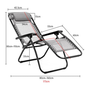 Wallaroo Zero Gravity Reclining Deck Chair (Grey)