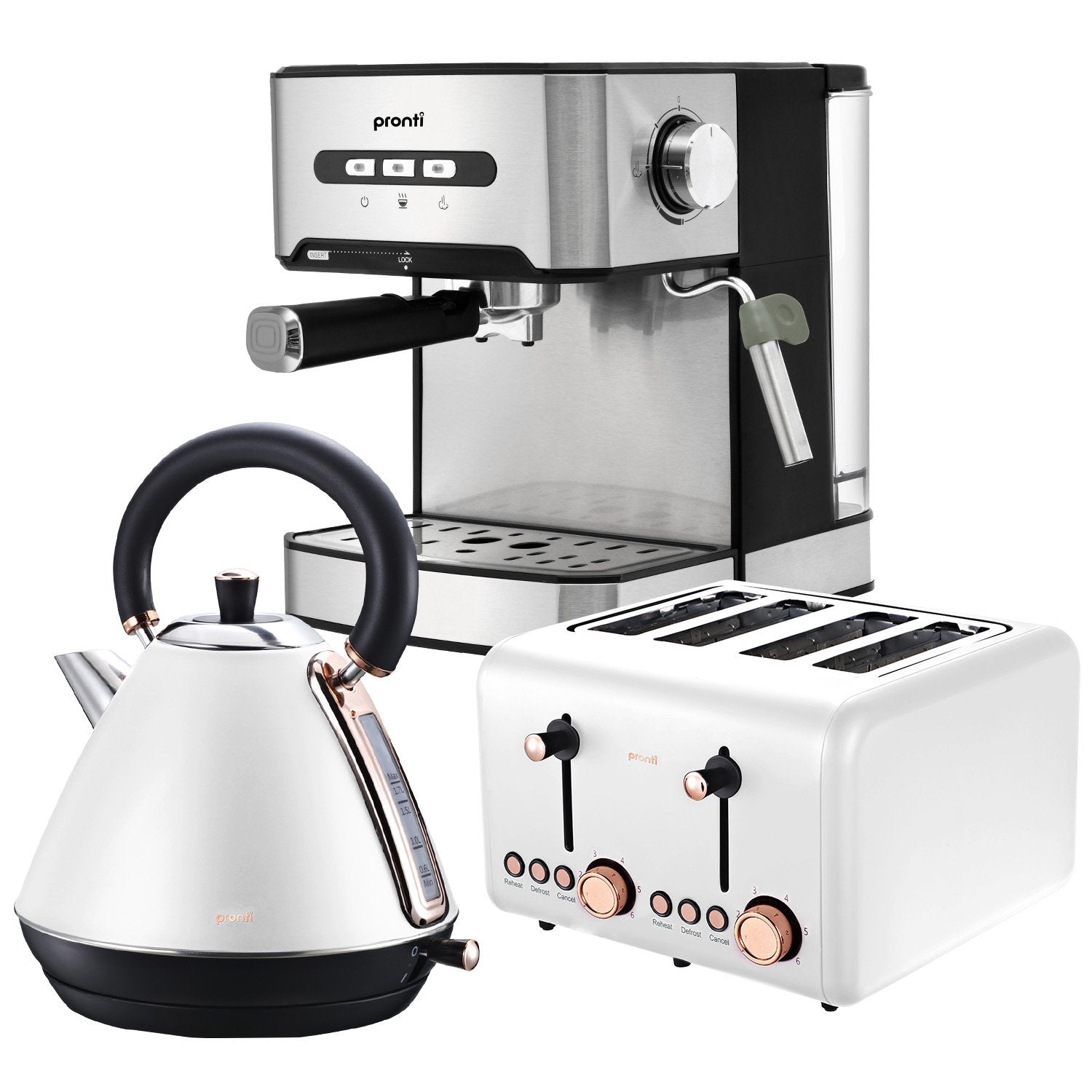 Toaster, Kettle & Coffee Machine Breakfast Set | White