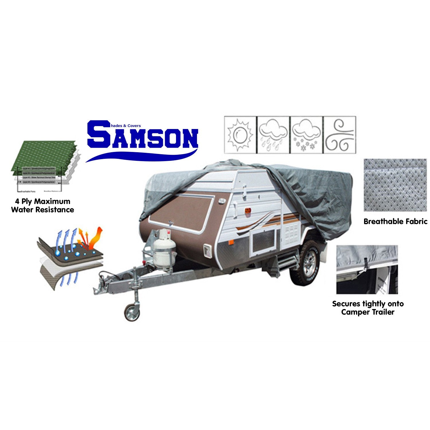 Heavy Duty Trailer Camper Cover for 10-12ft | Samson Brand