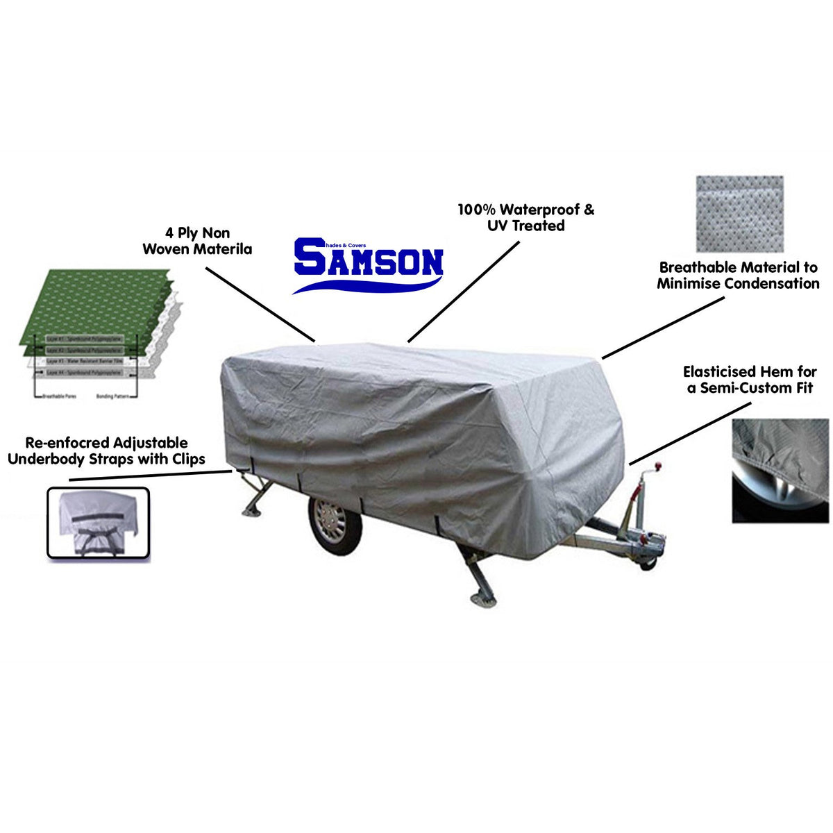 Heavy Duty Trailer Camper Cover for 10-12ft | Samson Brand