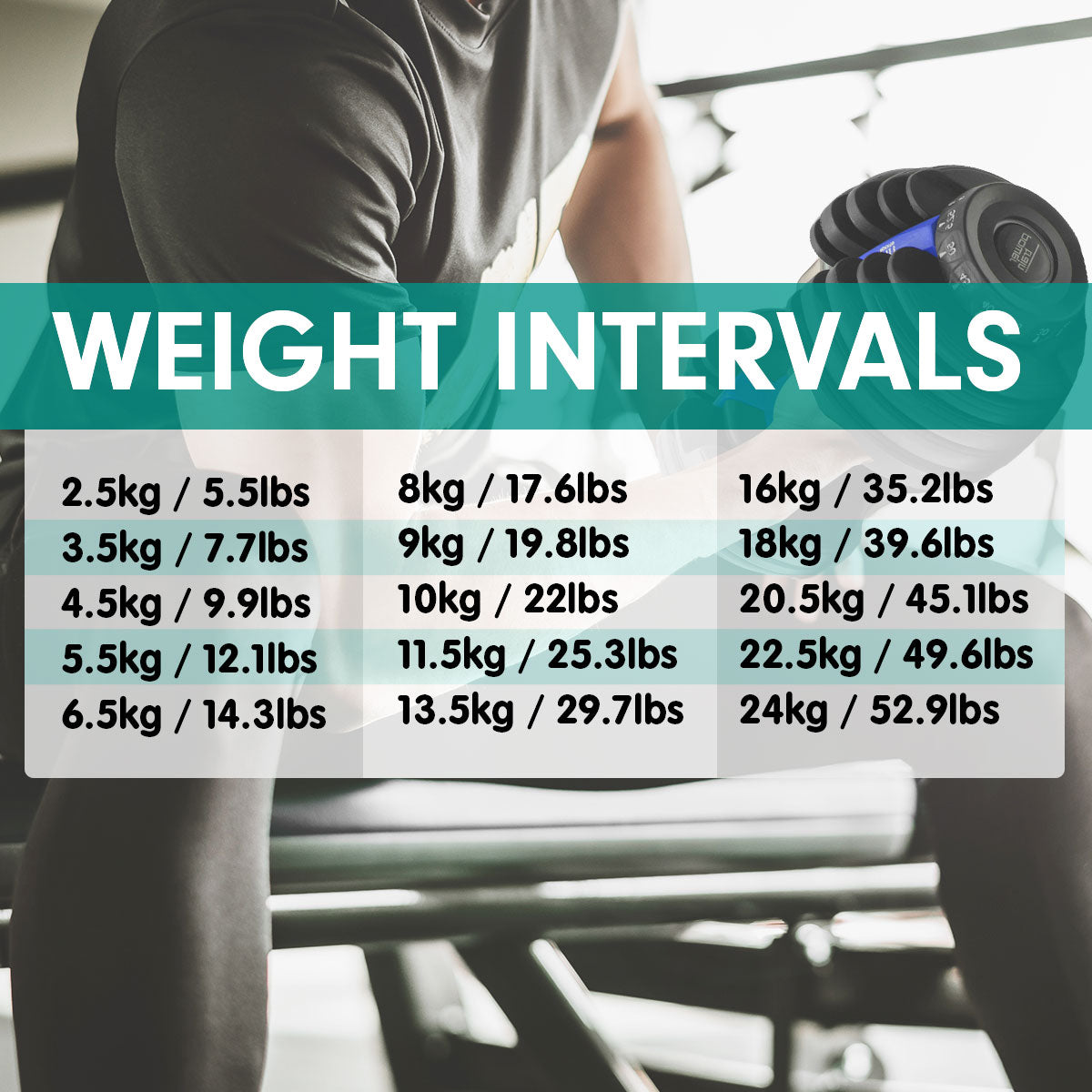 Powertrain 48KG Adjustable Dumbbell Set | Stand Blue