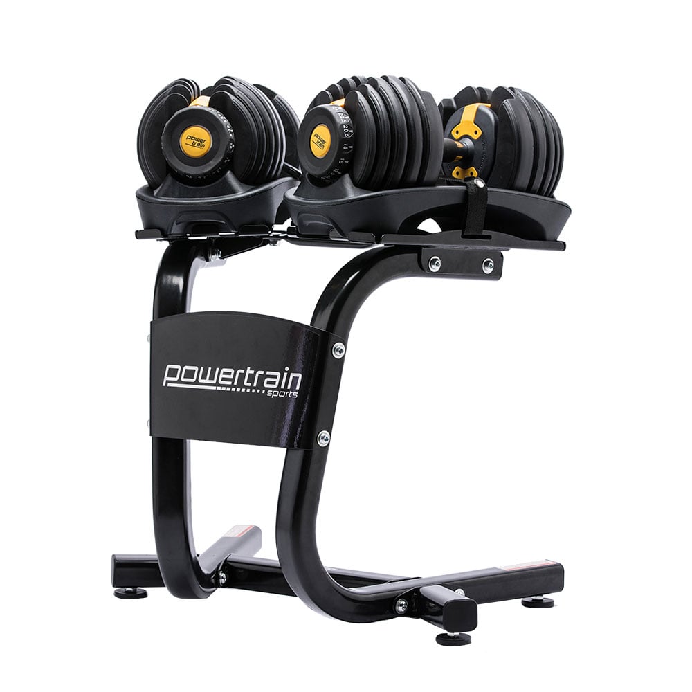 48kg Adjustable Dumbbell Set With Stand - Gold