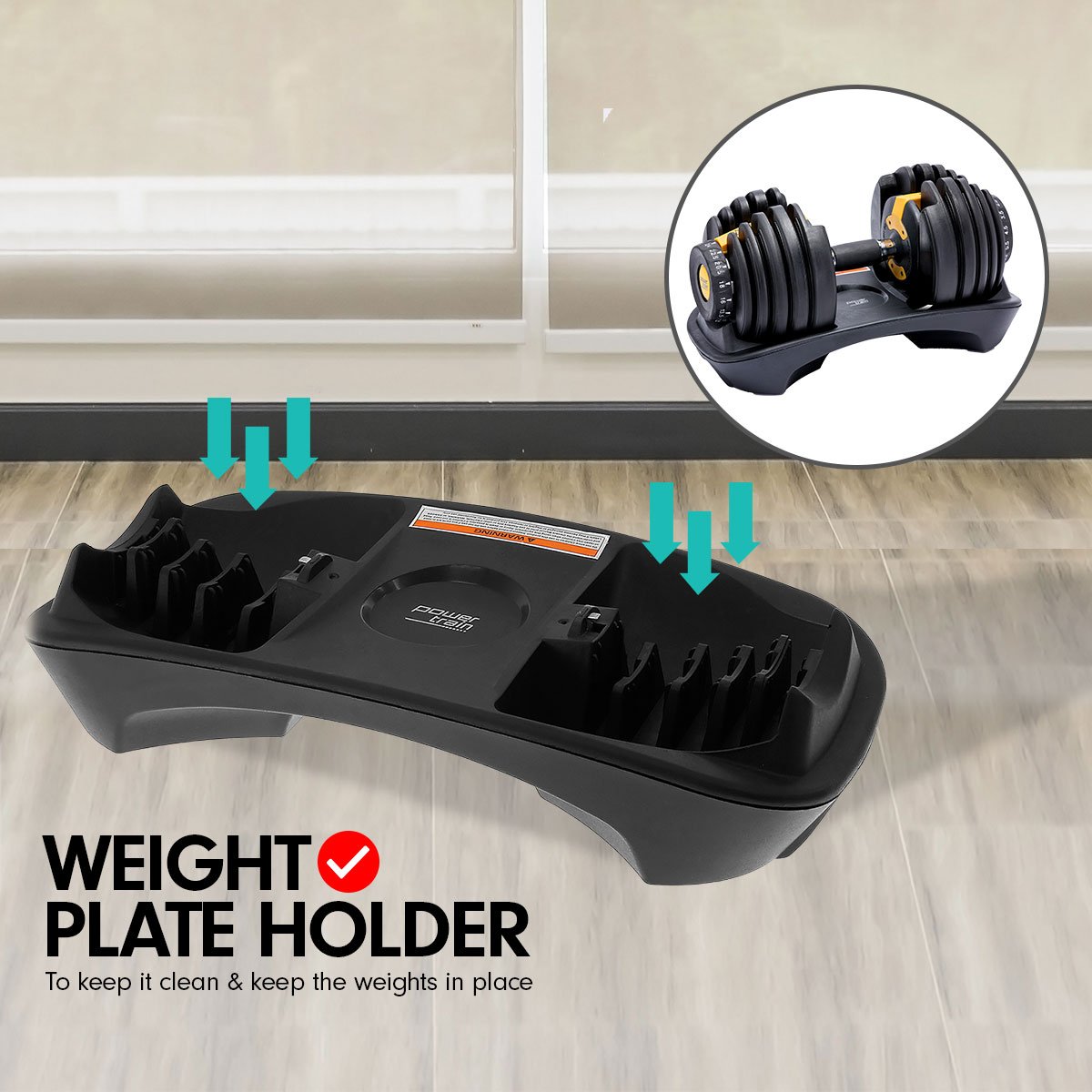48kg Adjustable Dumbbell Set With Stand - Gold