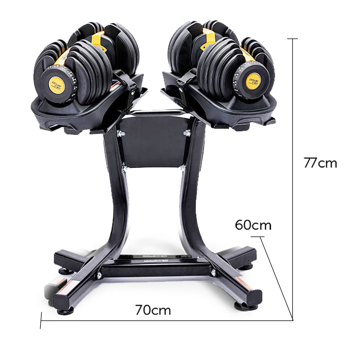 48kg Adjustable Dumbbell Set With Stand - Gold