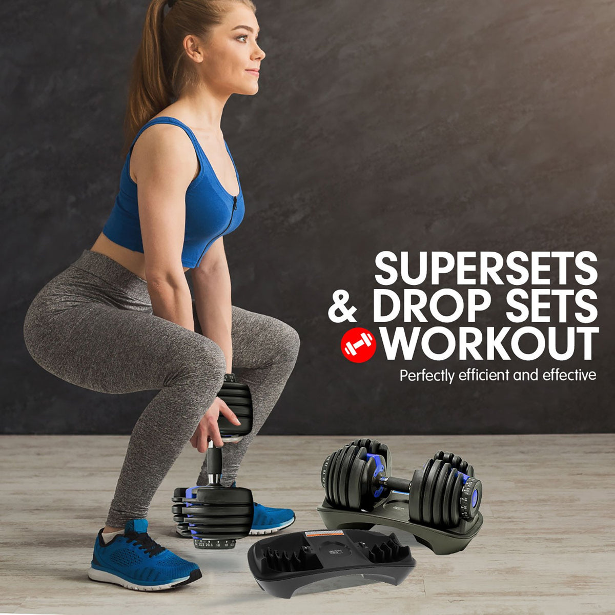 2x 24kg Adjustable Dumbbell Home Gym Set | Powertrain