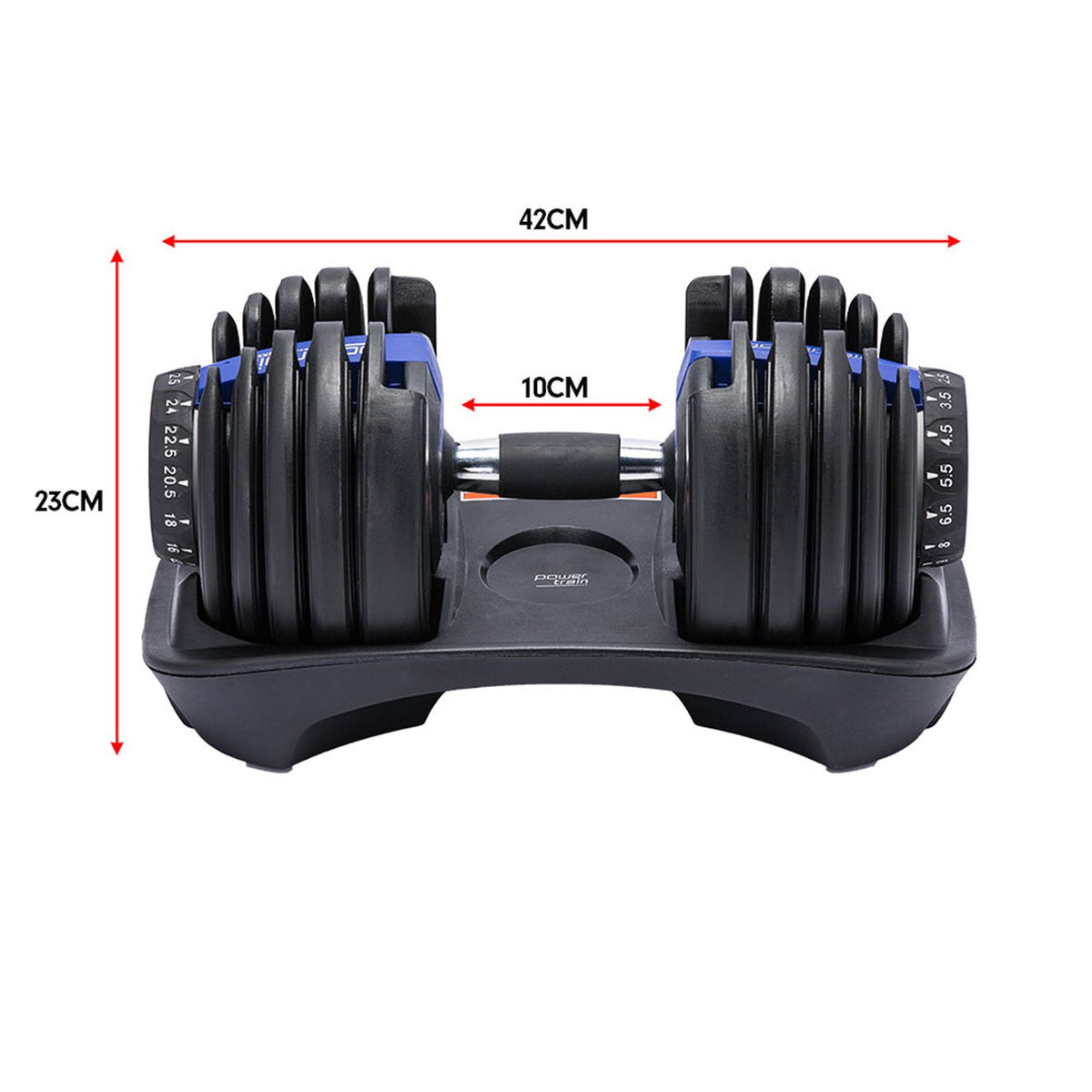 2x 24kg Adjustable Dumbbell Home Gym Set | Powertrain