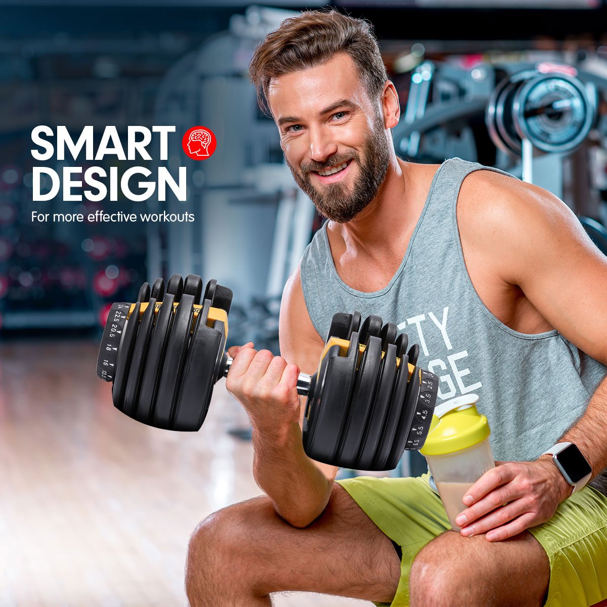48kg Adjustable Dumbbell Home Gym Set | Gold | Powertrain