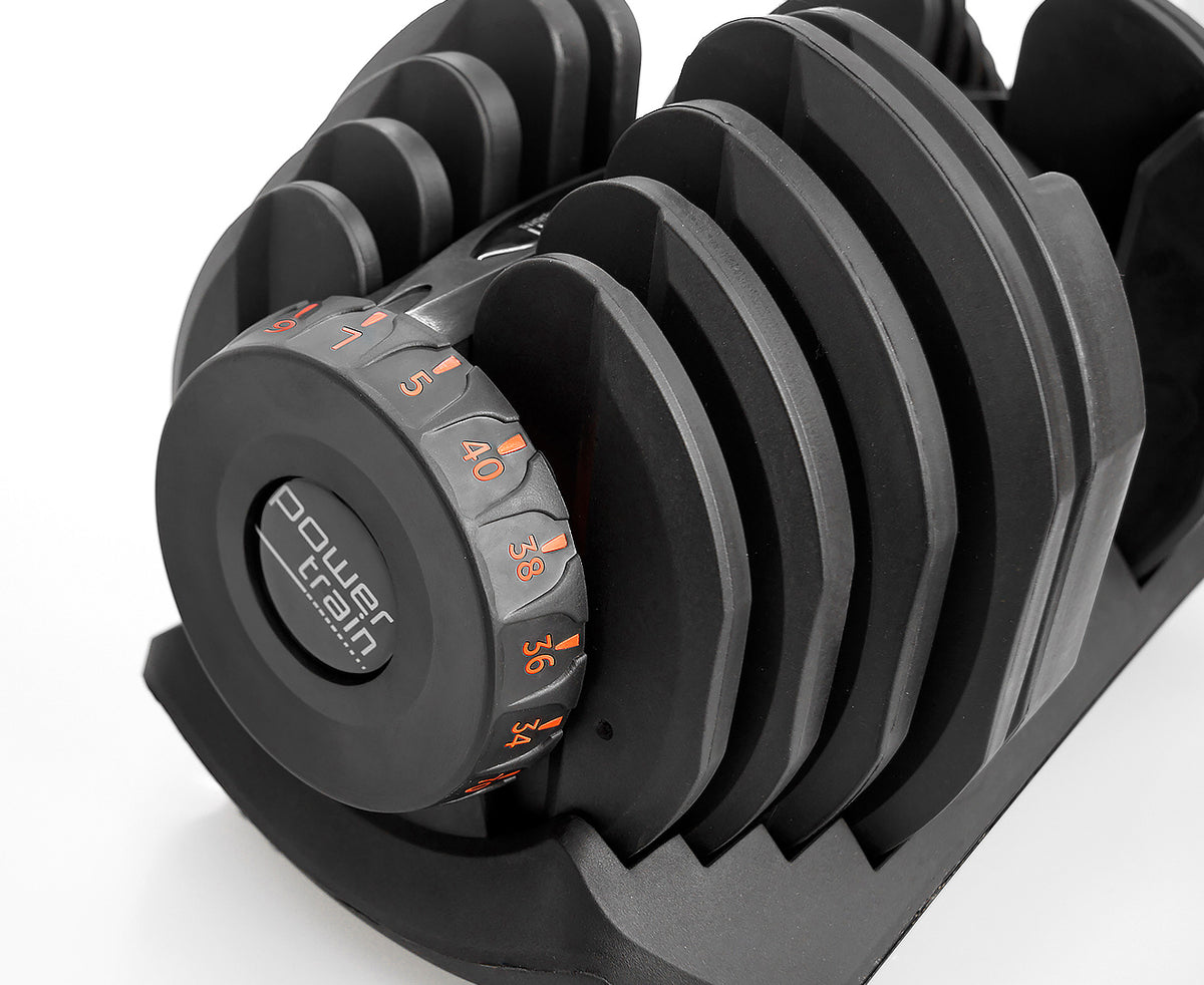 Adjustable Dumbbells with Stand | Weight: 2x 40kg | Powertrain Brand