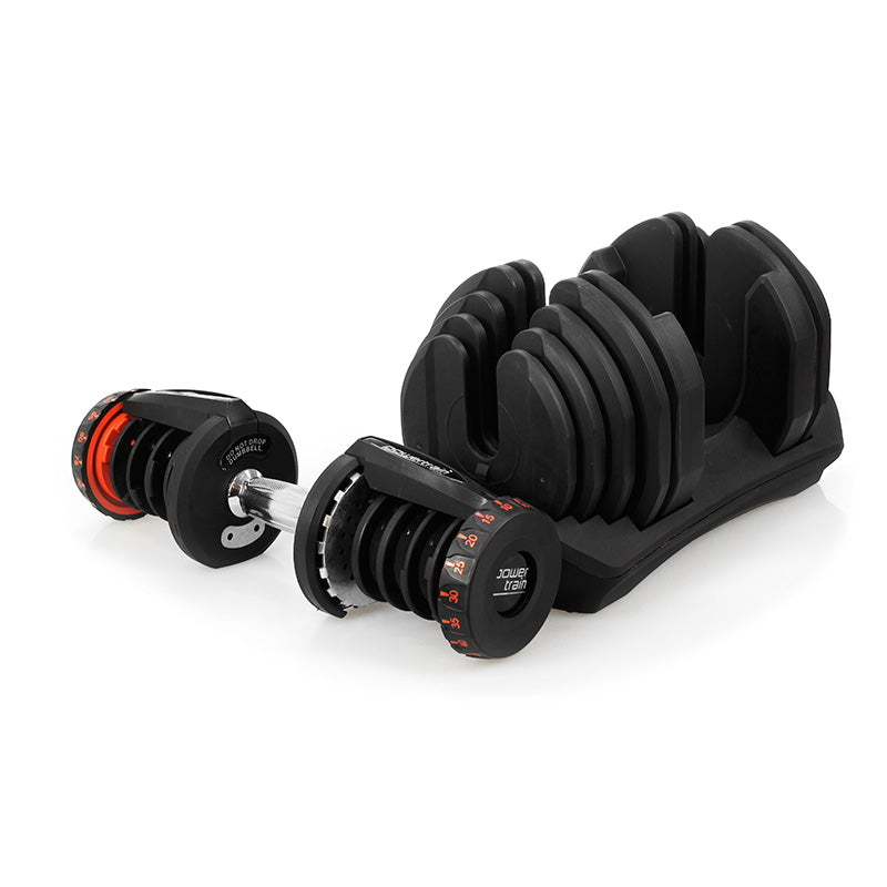 Adjustable Dumbbells with Stand | Weight: 2x 40kg | Powertrain Brand