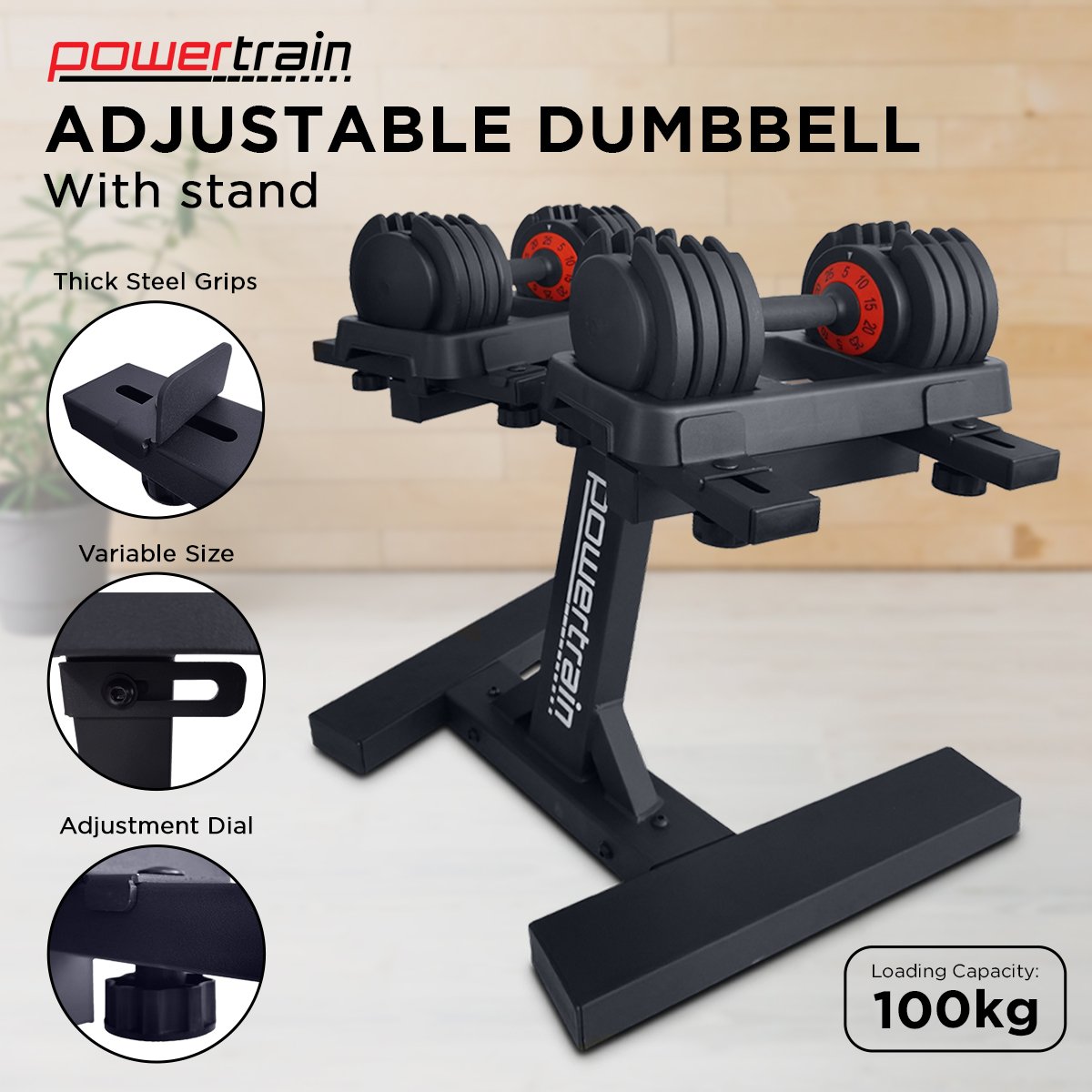 Adjustable Dumbbell Set for Home Gym Weights | Weight: 2x 25kg (50kg) | Gen2 Pro Model with Stand