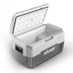 Kolner 20L Portable Fridge Freezer Cooler | 12/24/240V Camping Refrigerator - Grey