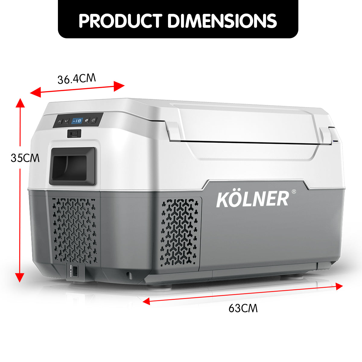 Kolner 20L Portable Fridge Freezer Cooler | 12/24/240V Camping Refrigerator - Grey