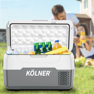 Kolner 20L Portable Fridge Freezer Cooler | 12/24/240V Camping Refrigerator - Grey