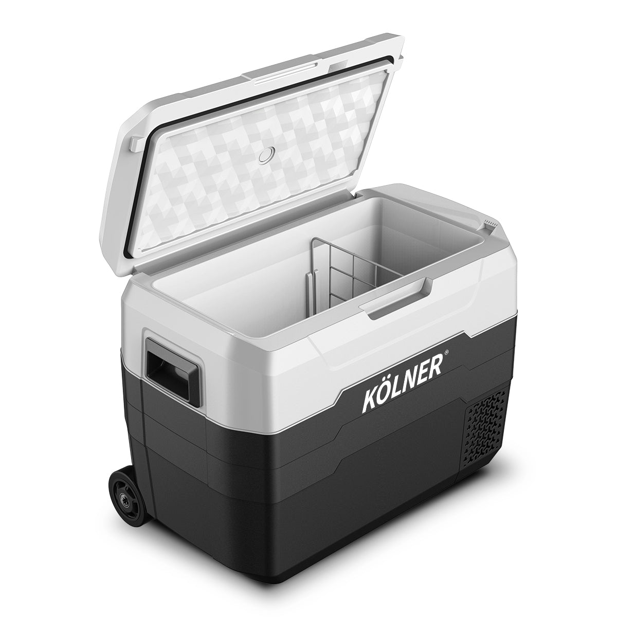 Kolner 40L Portable Fridge Freezer Cooler | 12/24/240V Camping Refrigerator With Trolley - Black