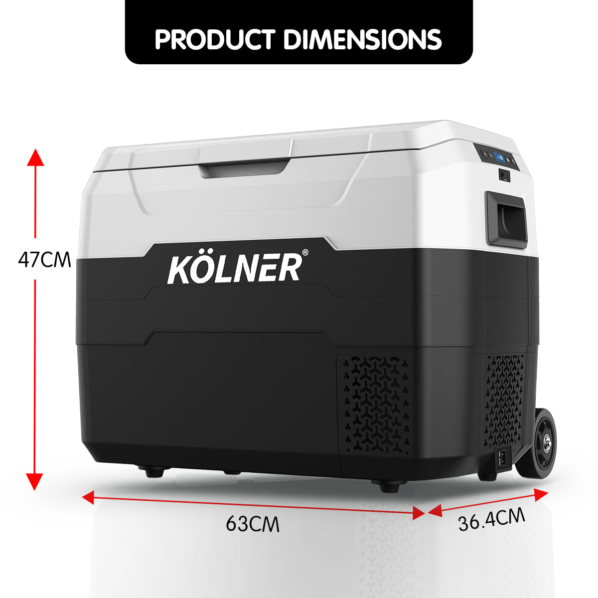 Kolner 40L Portable Fridge Freezer Cooler | 12/24/240V Camping Refrigerator With Trolley - Black