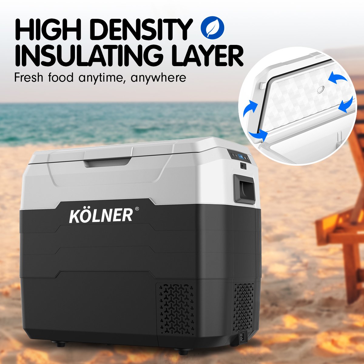 50L Portable Fridge Freezer Cooler | Camping Refrigerator - Black