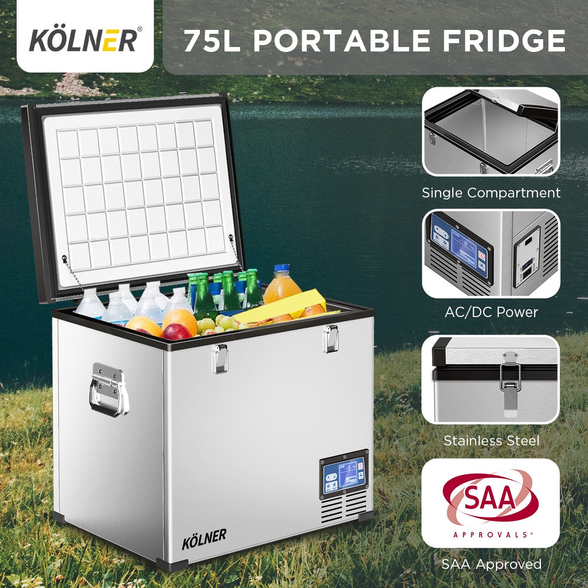 Portable Fridge Chest Freezer 75L with LCD Panel | RV Vehicle Camping Refrigerator
