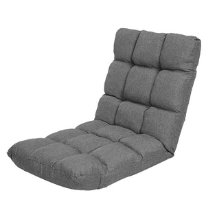 Sarantino Adjustable Floor Gaming Lounge Chair Sofa, Faux Linen, 100 X 50 X 12cm (Dark Grey)