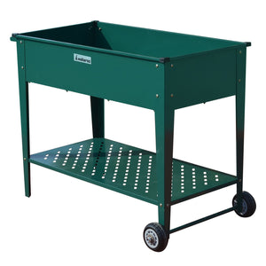 Wallaroo Garden Bed Cart | Raised Planter Box | Dimensions: 108.5 x 50.5 x 80cm | Made of Galvanized Steel | Color: Green