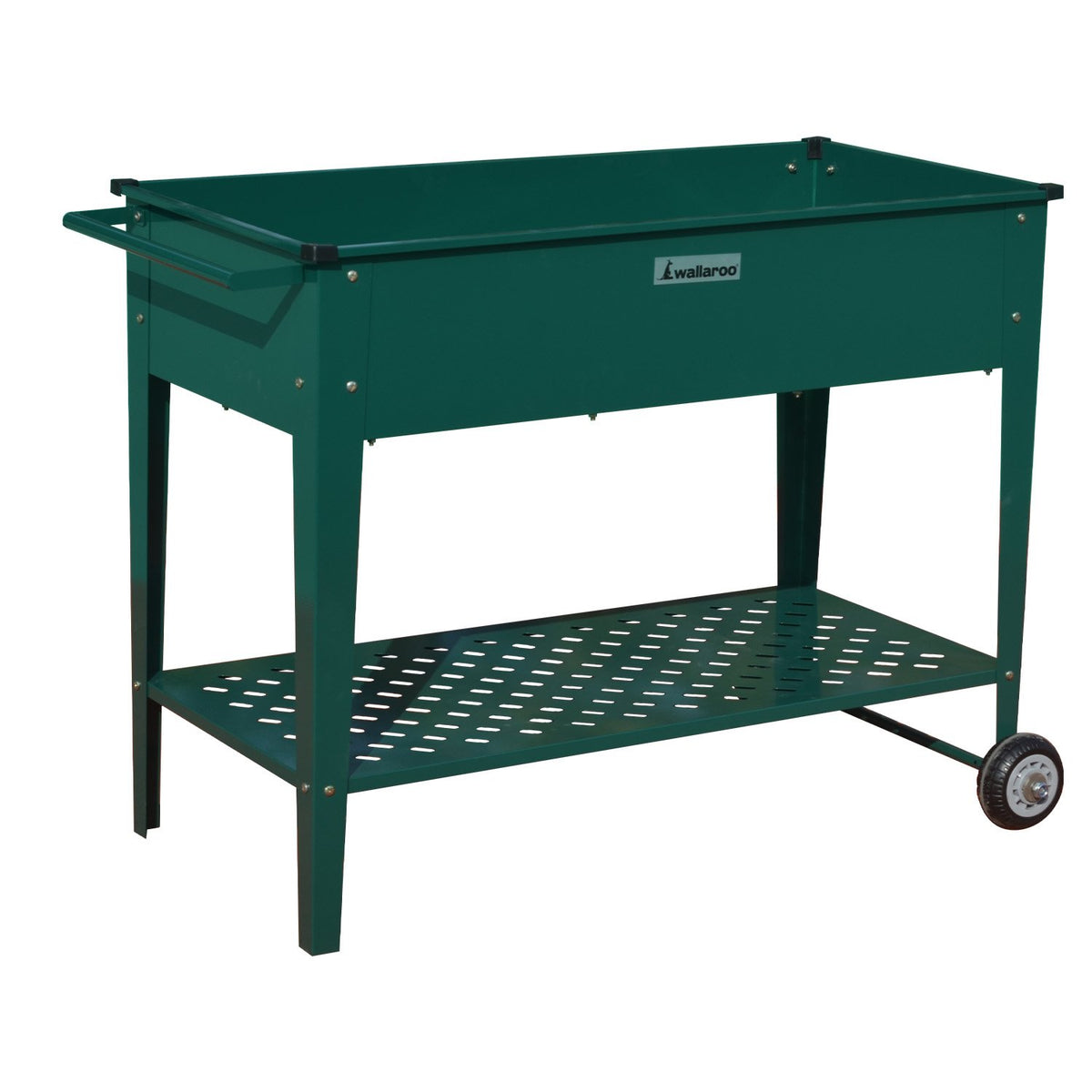 Wallaroo Garden Bed Cart | Raised Planter Box | Dimensions: 108.5 x 50.5 x 80cm | Made of Galvanized Steel | Color: Green