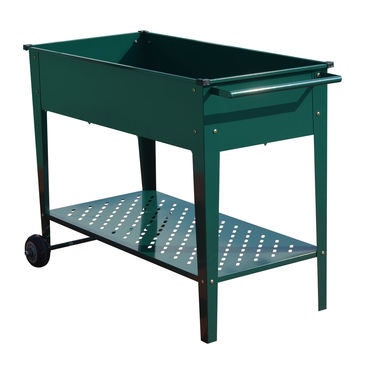 Wallaroo Garden Bed Cart | Raised Planter Box | Dimensions: 108.5 x 50.5 x 80cm | Made of Galvanized Steel | Color: Green