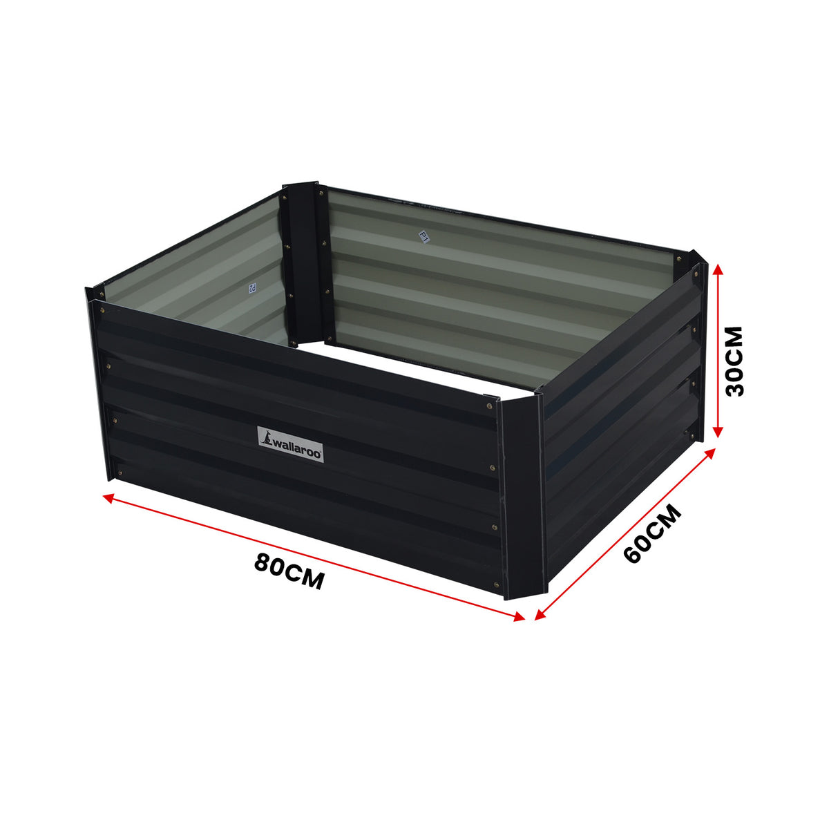 Wallaroo Garden Bed | Dimensions: 80 x 60 x 30cm | Made of Galvanized Steel | Color: Black
