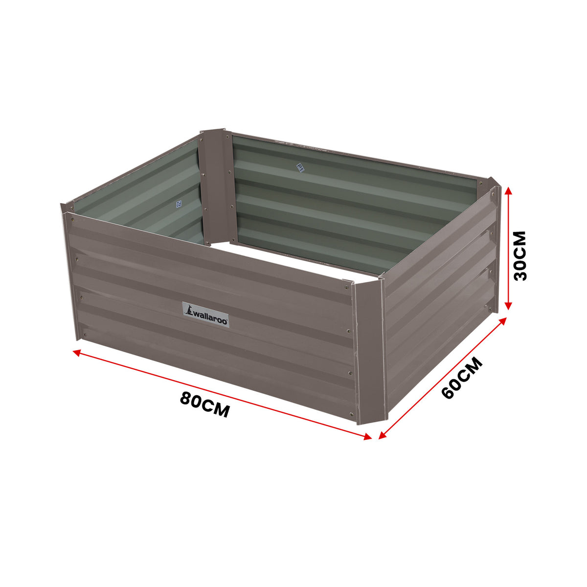 Wallaroo Garden Bed | Dimensions: 80 x 60 x 30cm | Made of Galvanized Steel | Color: Grey