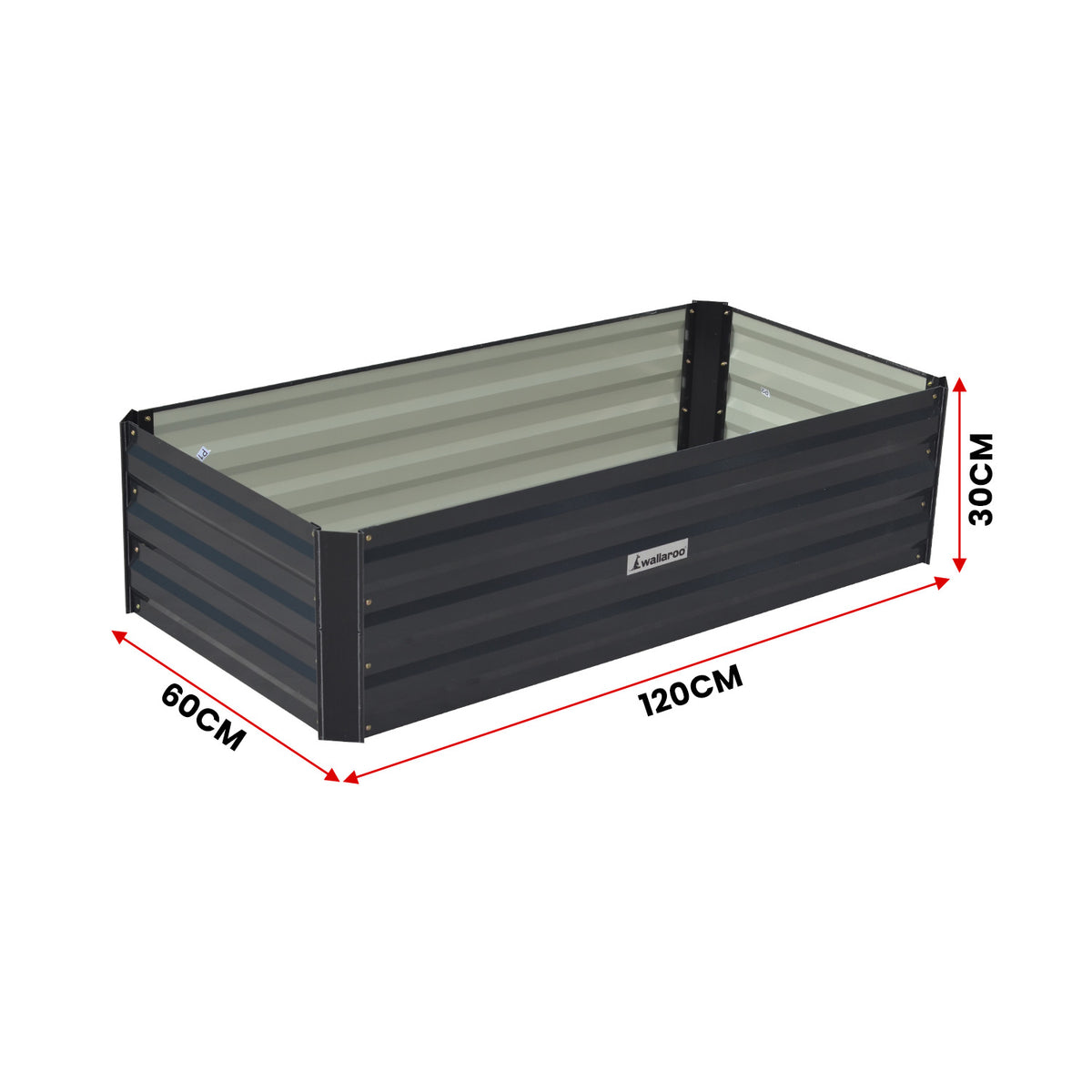 Wallaroo Garden Bed | Dimensions: 120 x 60 x 30cm | Made of Galvanized Steel | Color: Black