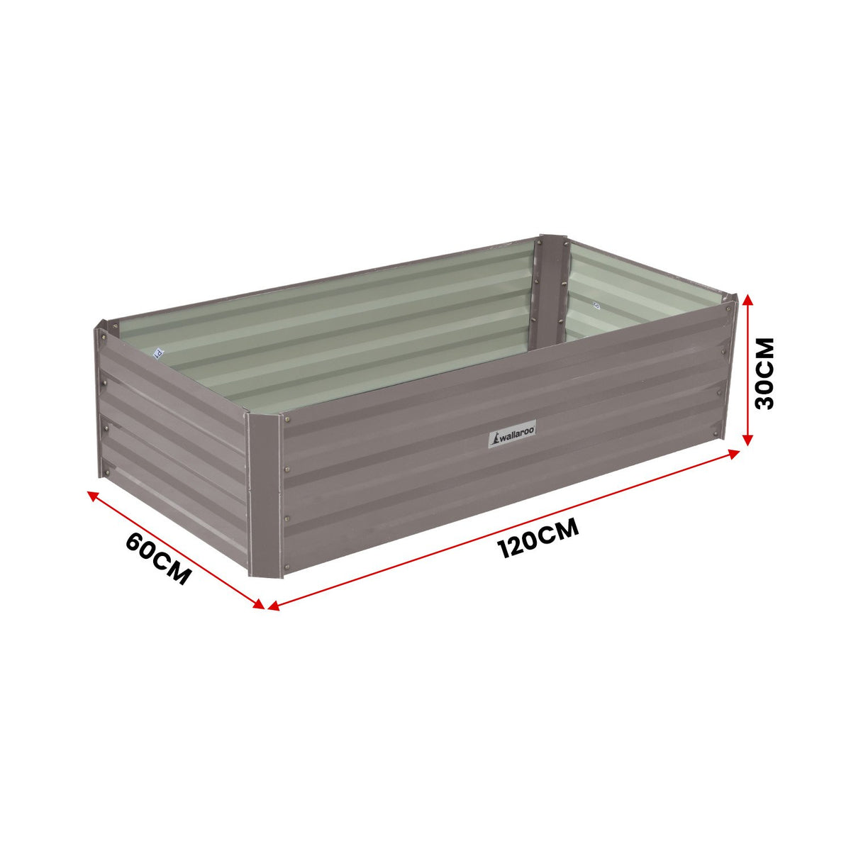 Wallaroo Garden Bed | Dimensions: 120 x 60 x 30cm | Made of Galvanized Steel | Color: Grey