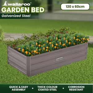 Wallaroo Garden Bed | Dimensions: 120 x 60 x 30cm | Made of Galvanized Steel | Color: Grey