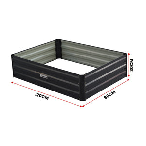 Wallaroo Garden Bed | Dimensions: 120 x 90 x 30cm | Made of Galvanized Steel | Color: Black