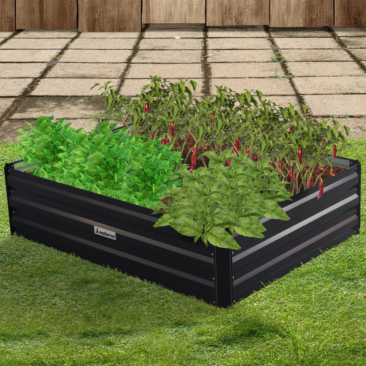 Wallaroo Garden Bed | Dimensions: 120 x 90 x 30cm | Made of Galvanized Steel | Color: Black