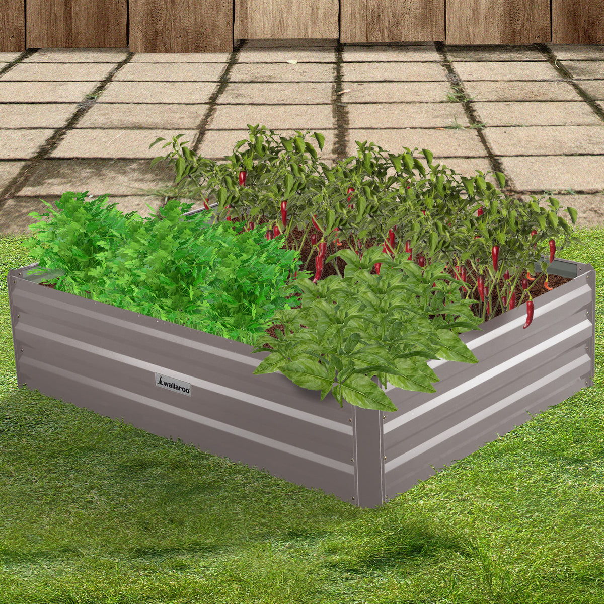 Wallaroo Garden Bed | 120 x 90 x 30cm | Galvanized Steel | Grey