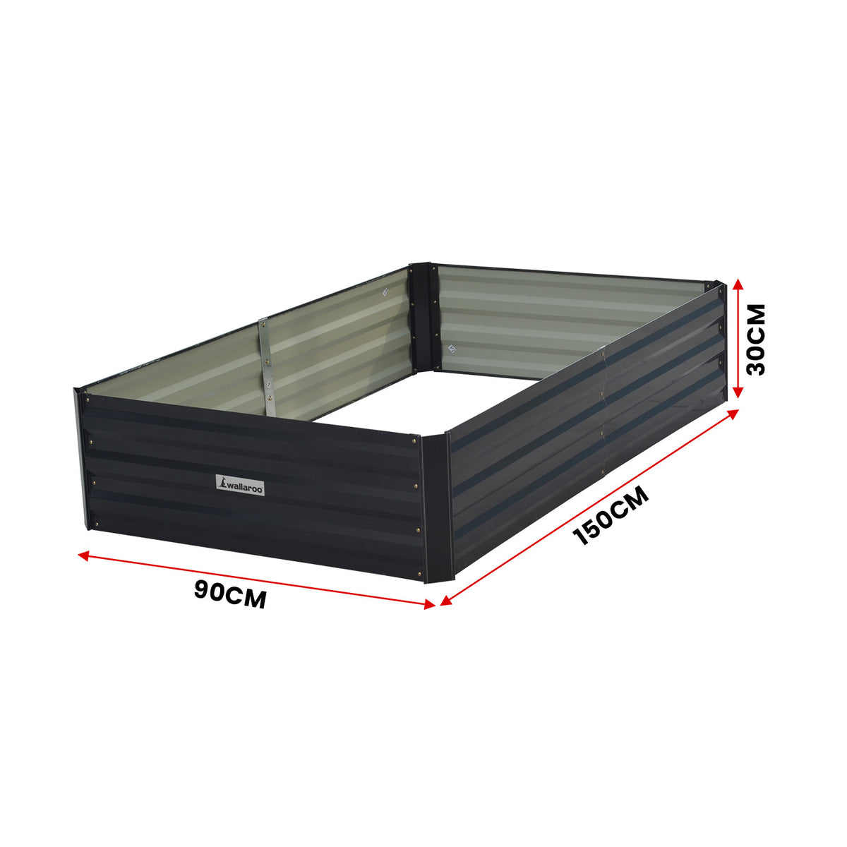 Wallaroo Garden Bed | 150 x 90 x 30cm | Galvanized Steel | Black